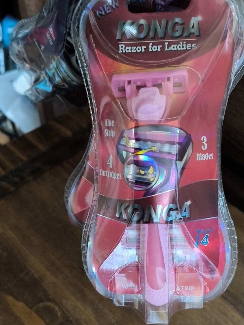 Kong Pink Women's And Men's 3-Blade Razor Pack - Picture 3 of 4